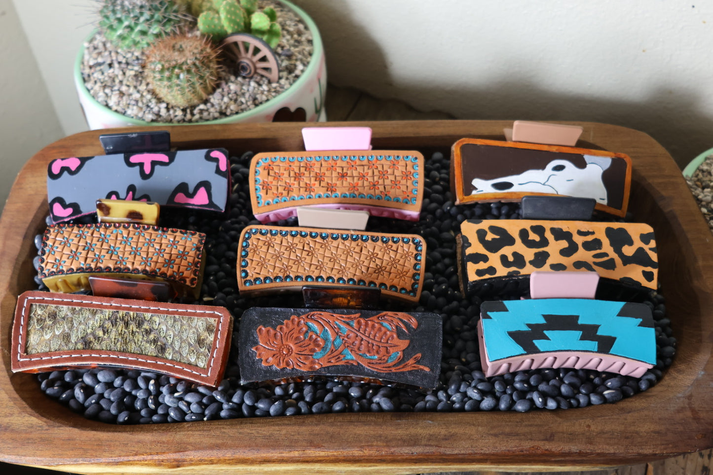 LEATHER HAIR CLIPS